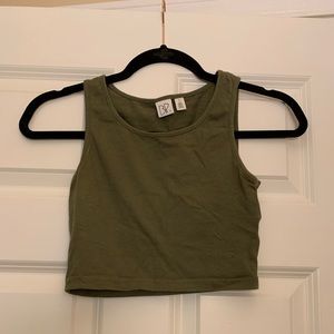 Olive Green Cropped Tank Top